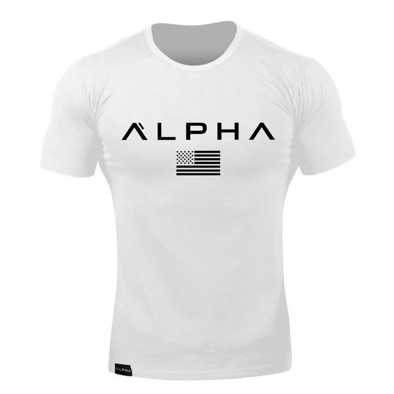 Alpha Спортивная футболка мужская хлопковая Мужская футболка для бега спортивная майка для бодибилдинга и фитнеса облегающая футболка для спортзала - Цвет: picture color