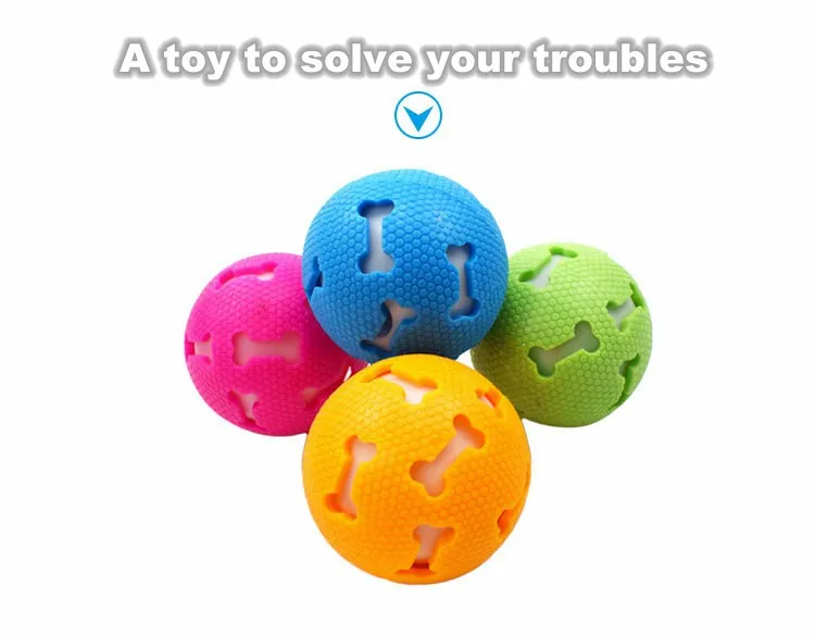 New pet toy hollow skeleton light vocal ball 7.5cm training dog bite natural rubber toy dog toys for small dogs