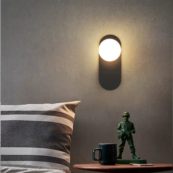 

Nordic bedside wall lamp modern simple glass personality corridor corridor living room art background wall lamp