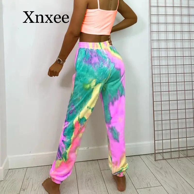 Autumn Women's trousers 2020 Summer New Tie-Dye Fashion Casual Sports Pants Female Harem Pants women Tie Dye Elastic Waist pants