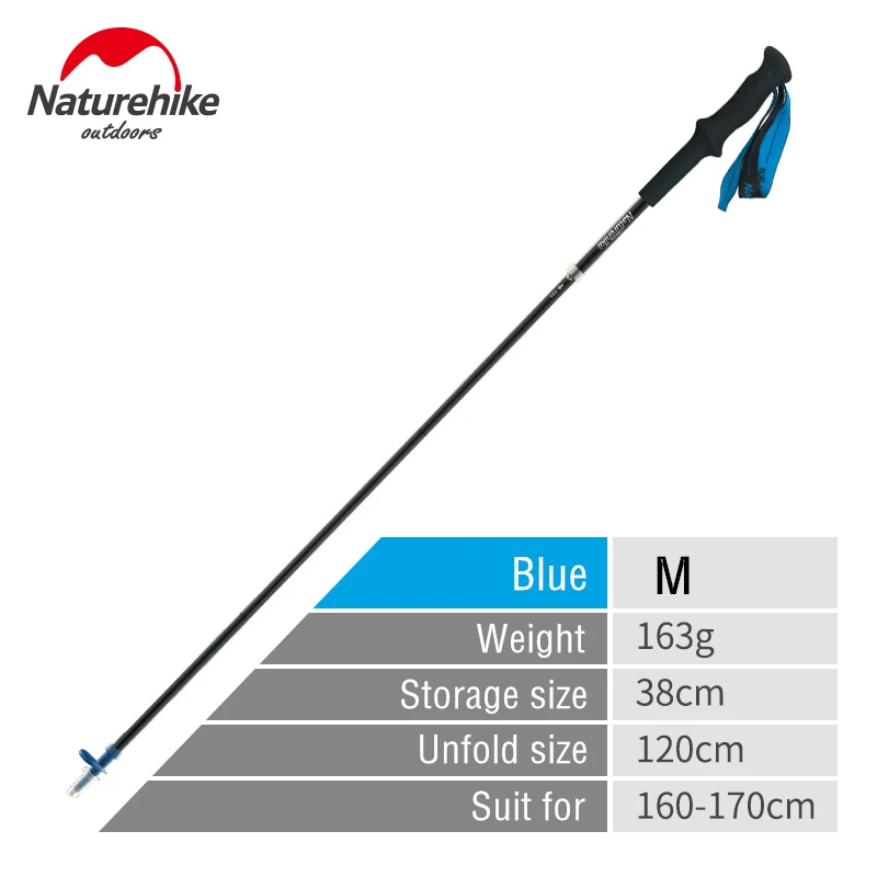 Naturehike легкие складные треккинговые палки из углеродного волокна регулируемые складные палки для скандинавских прогулок для пеших прогулок в горы - Цвет: Blue (M)