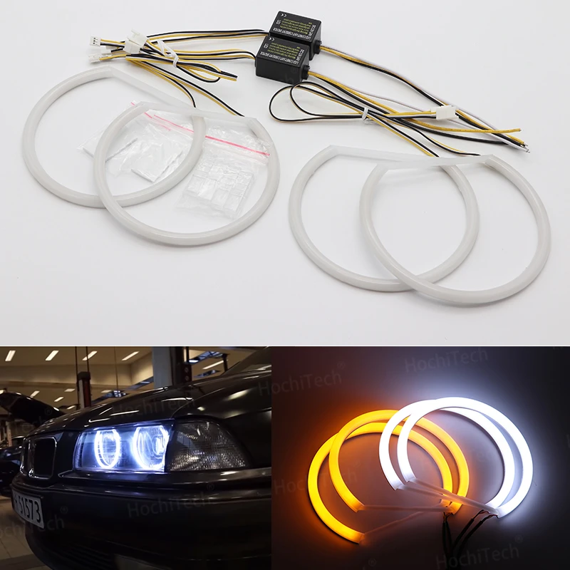 

Для BMW 3 серии E30 E36 M3 333i 325i 323i 316i 318i 325td 1982-2000 хлопок светодиодные ангельские глазки кольцо с гало Янтарный Желтый Оранжевый Белый