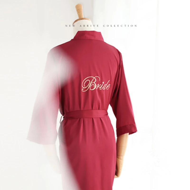 Daeyard Luxury Embroidery Dressing Gown For Women Wedding Bride Bridesmaid Robe Bridal Pajamas Satin Short Bathrobe Sleepwear