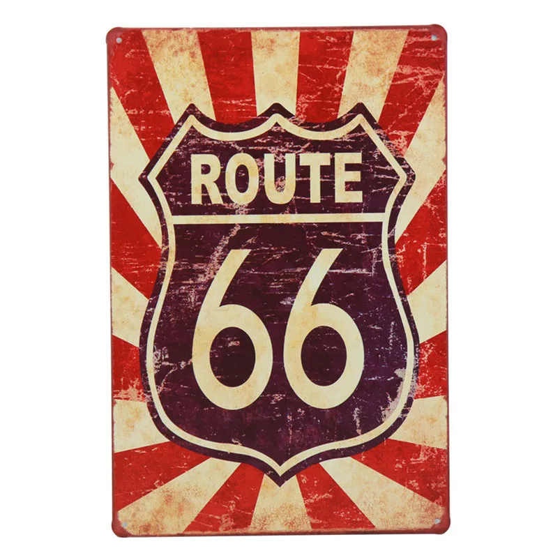 Route 66 металлическая пластина плакат паб вверх бар знаки Искусство Железный кафе-гараж Настенный декор ретро-наклейки винтажный оловянный знак жестяная живопись H17 - Цвет: A
