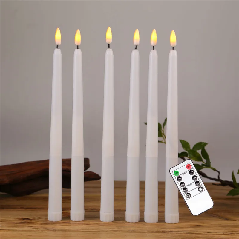 Упаковка из 6 пульта ДУ или не удален Пластик белый беспламенные Свечи, таймер свечи для Хэллоуина Рождественский ужин - Цвет: yellow LED remote A