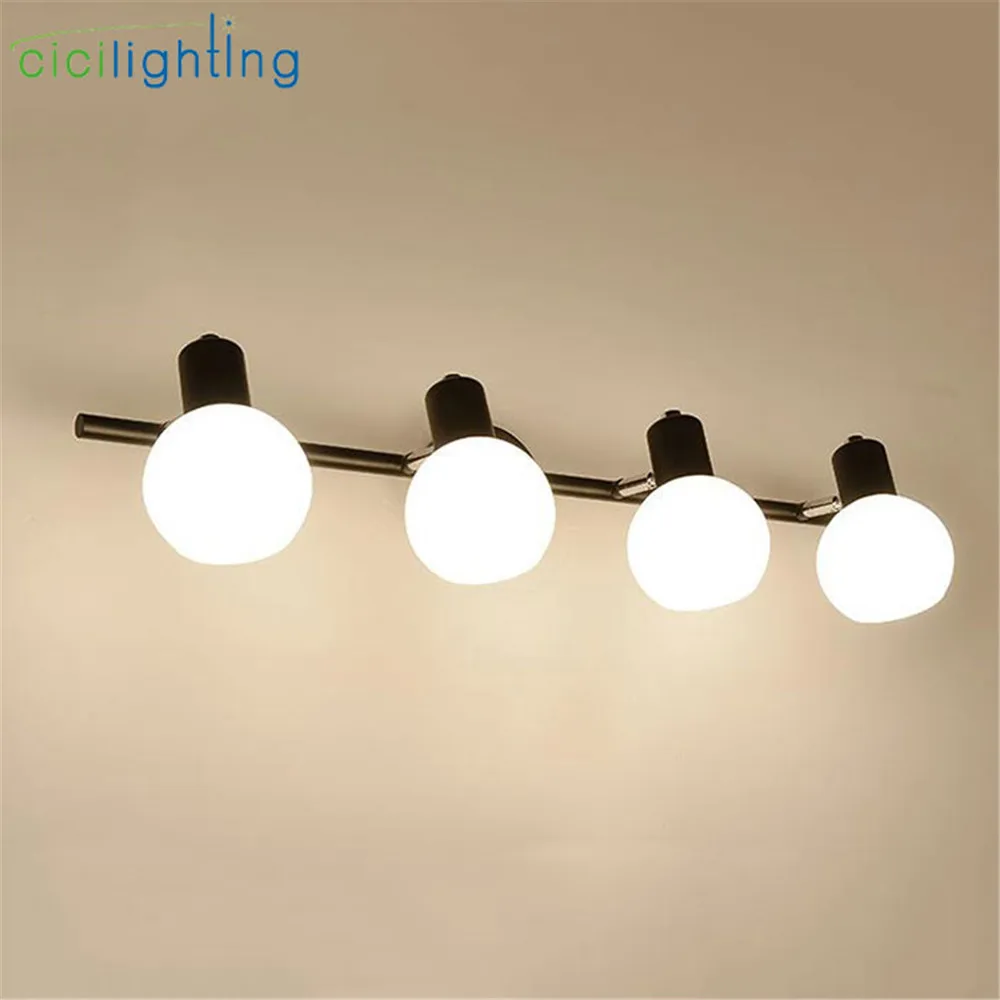 4-light Современный европейский черный зеркальный светильник светодиодный для ванной туалетной комнаты настенный светильник стеклянный абажур E14 шкаф зеркальный светильник ing luz - Цвет абажура: 4-light
