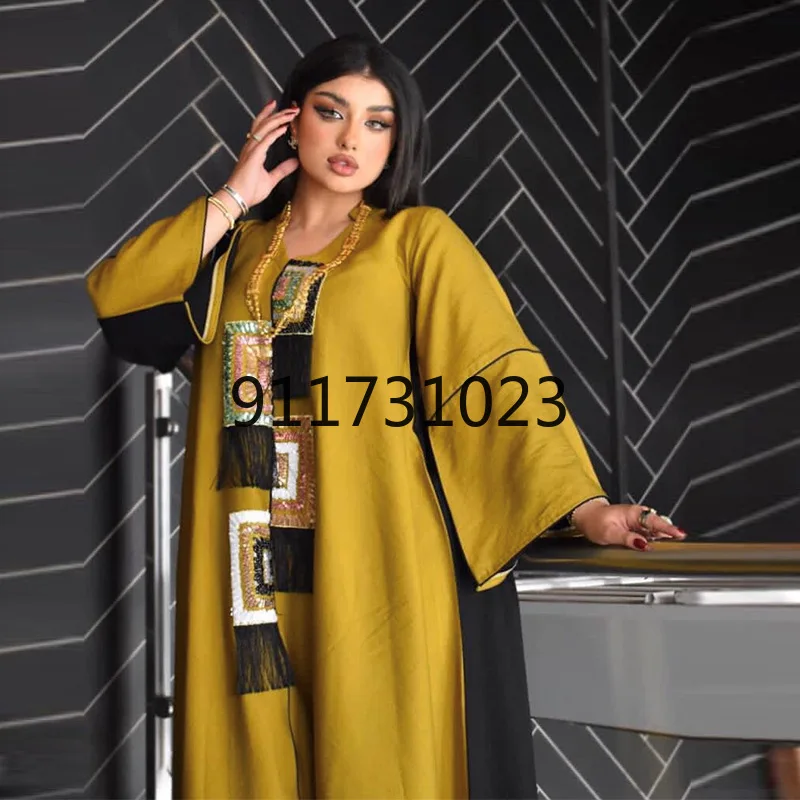 Африканские платья Дашики для женщин Abaya женское платье с блестками и бахромой в