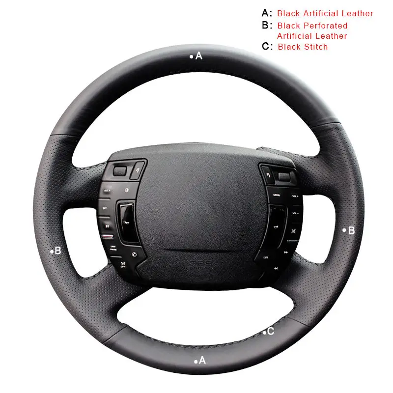 Автомобильная оплетка на рулевом колесе Крышка для Citroen C5 2008- ручной работы DIY авточехлы интерьер автомобильные аксессуары-Стайлинг - Название цвета: Artificial Leather