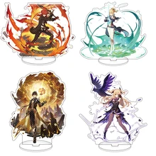 Hot Game Genshin Impact Zhongli Xinyan Cosplay Acrylic Figure Cartoon Stand Model Plate Desk Decor Standing Sign Collections