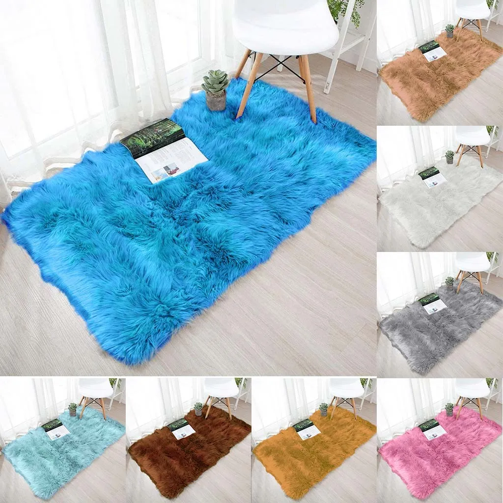 Шерсть имитация ковры из овчины искусственная Нескользящая для спальни, ворсистый ковер коврики^ 15