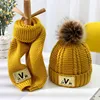 Children's hat and scarf set combination boys and girls lovely thick style autumn winter warm knitting wool hat and neck scarf ► Photo 2/5