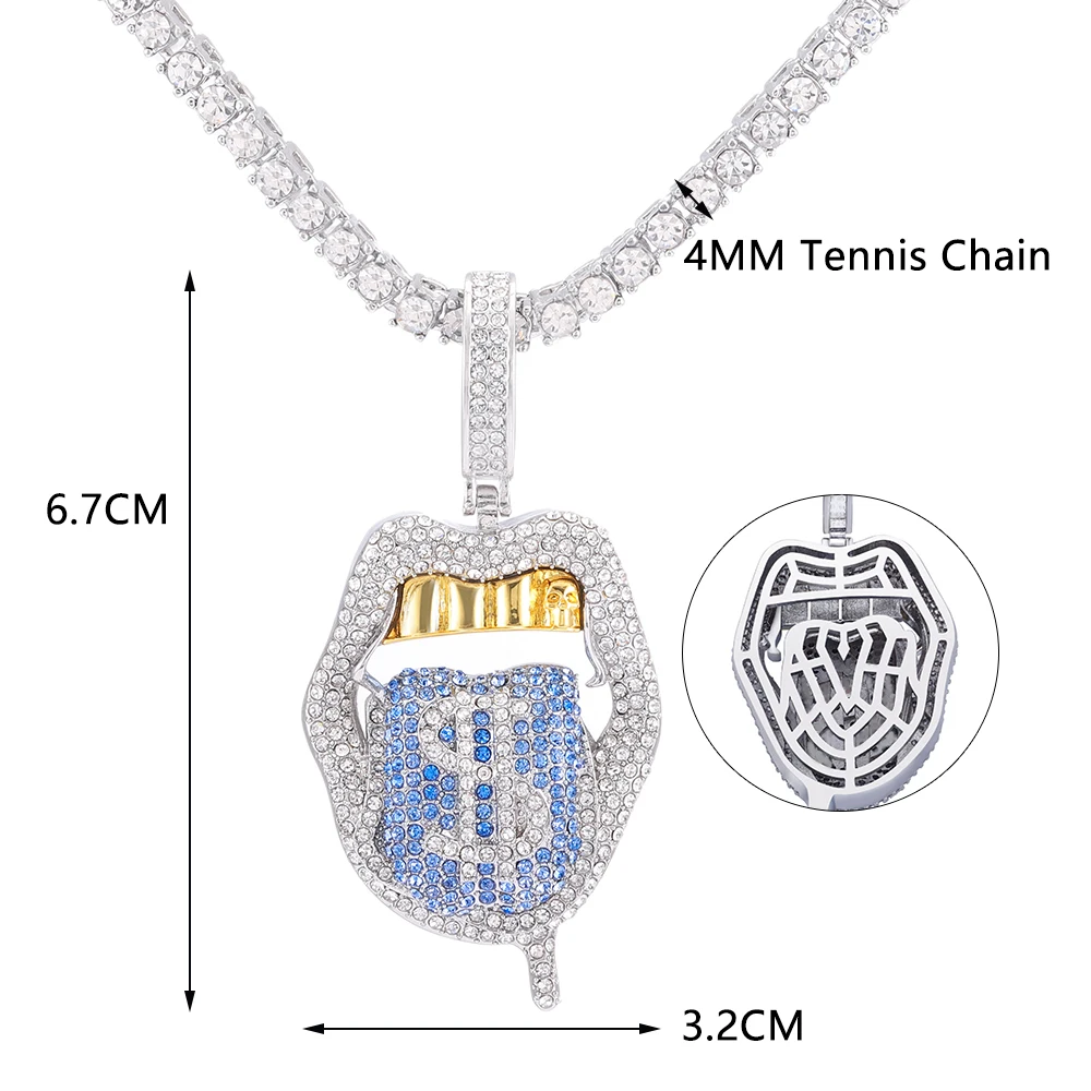 Tongue Pendant Necklace Men Hip Hop 
