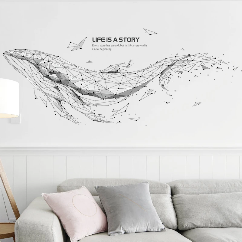 Abstract Whale Wall Stickers for Living room Bedroom Sofa Decor Removable Vinyl Decal Home Unicor Sailboat Deer | Дом и сад