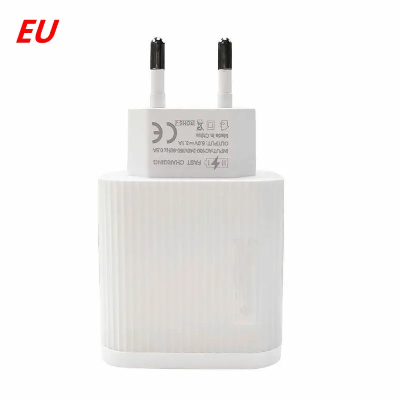 Универсальное 3 порта USB быстрое зарядное устройство 5V 3A адаптер быстрой зарядки с дисплеем напряжения тока для мобильного телефона EU US Plug - Цвет: EU