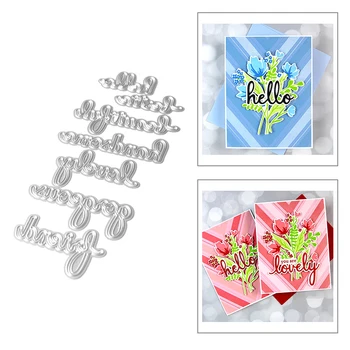 

2020 New Hot English Lowercase Word Alphabet Sentiment Hello Lovely Metal Cutting Dies and For Scrapbooking Foil Crafts No Stamp