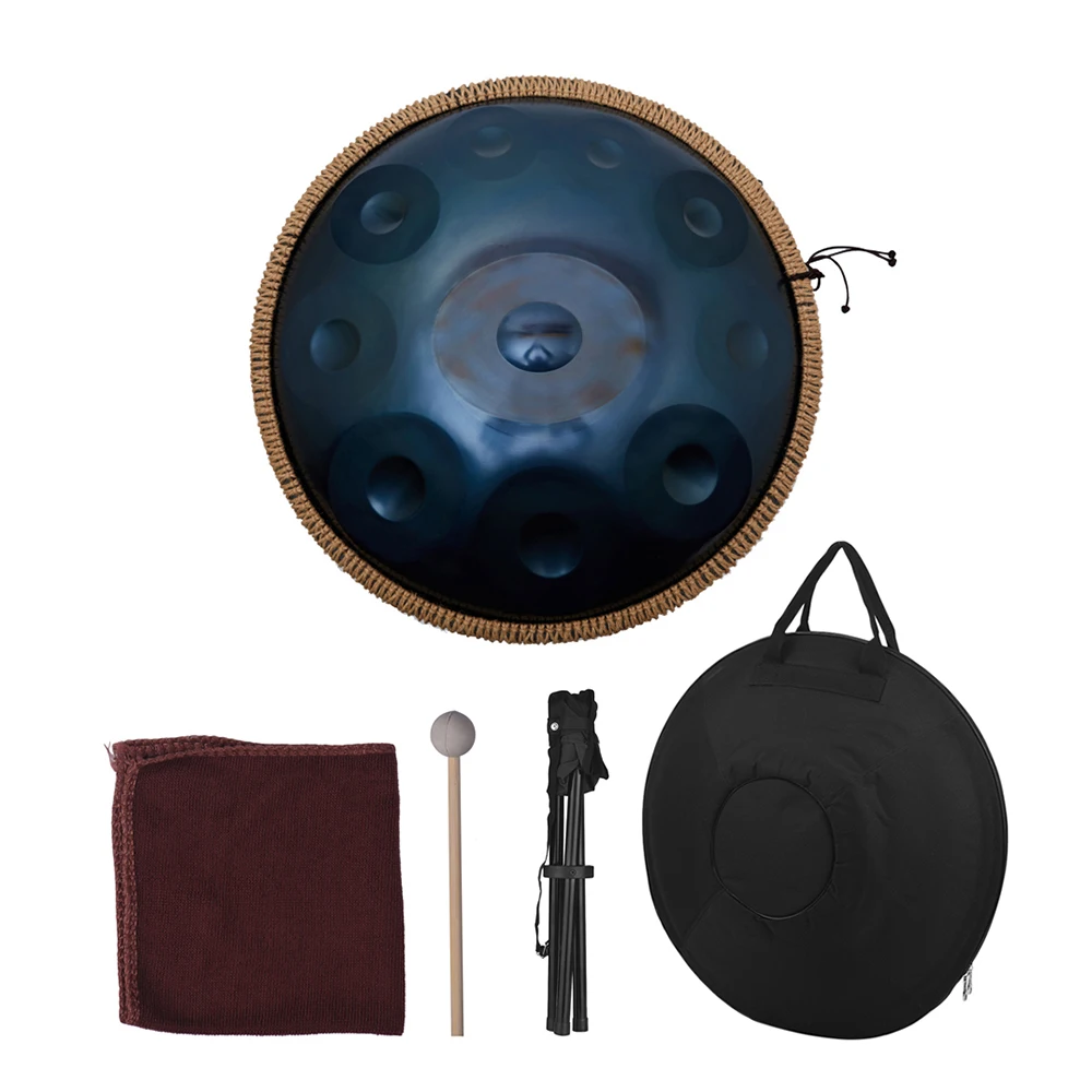 10 нот Handpan ручная кастрюля ручной барабан музыкальный ударный инструмент подарок с барабаном палочка ткань для чистки металлическая подставка сумка для переноски