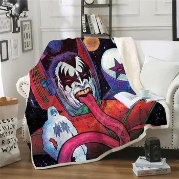 

Hot Sale Two-layer Fluffy Blanket Heavy Metal Band KISS 3D Print Winter Blanket Bed Travel Decorative Sofa Plush Blanket Quilt