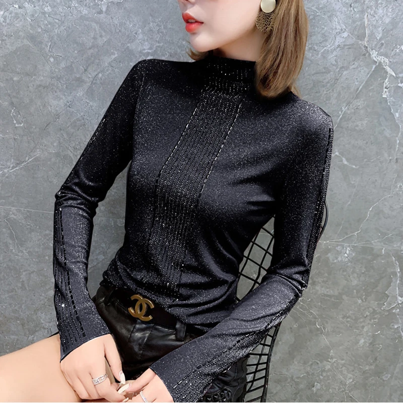

2020 autumn The New fashion Women's clothing Slim top Long sleeve t-shirt Western style Bottoming shirt tide