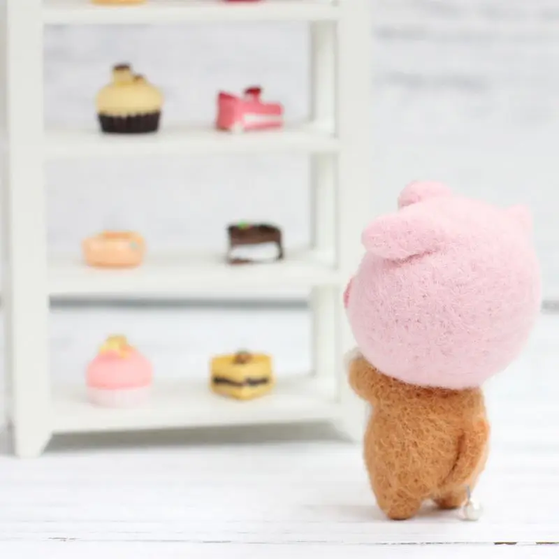 Pig Doll Wool Felt Craft DIY Non Finished Poked Set Handcraft Kit For Needle Material Bag Pack Drop Ship Support