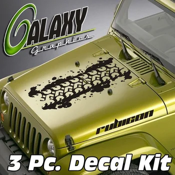 

For Universal Wrangler 3 Pc. Blackout Hood Decal Kit #9 - Vinyl Sticker Rubicon TJ LJ JK