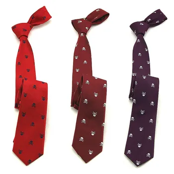 

Neck Tie Fashion Men's Business Suit Polyester Jacquard Skull 6CM Narrow Tie Korean Version Leisure Personalized Gifts One Size
