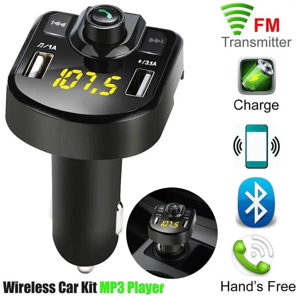 Беспроводной Bluetooth комплект с двумя USB портами Автомобильный MP3 плеер гарнитура FM