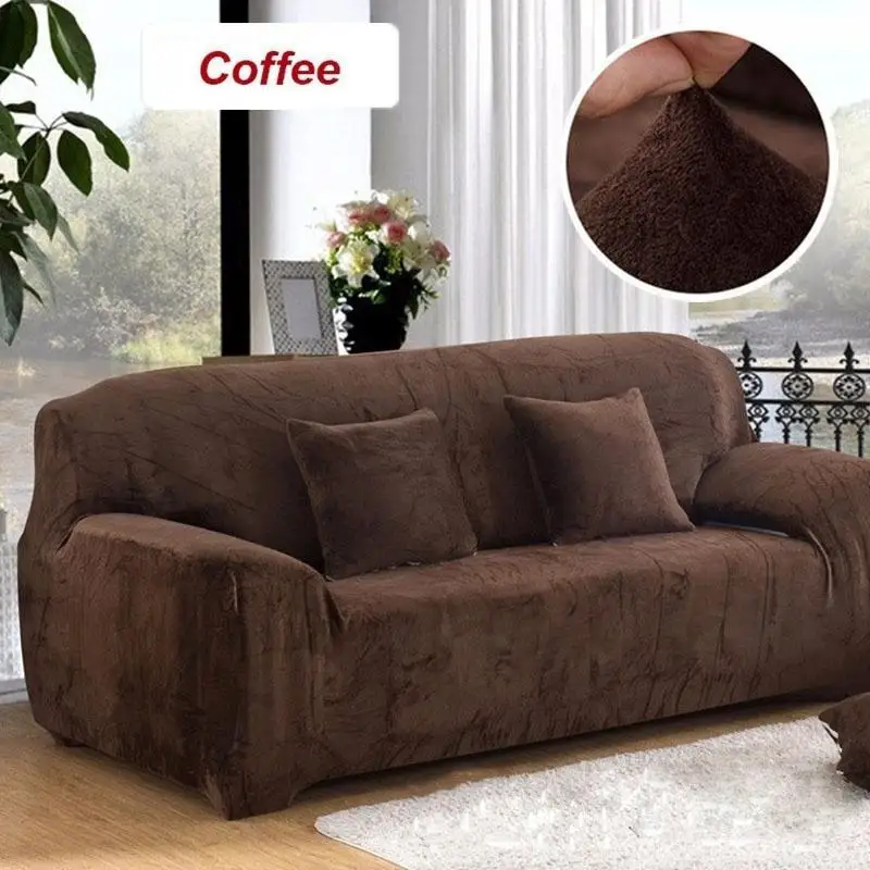 Coffee Супер мягкий эластичный толстый плюшевый чехол для дивана, чехлы для дивана в стиле ретро, чехлы для дивана, вечерние Чехлы для дома, украшения для гостиной, 13 цветов - Цвет: Coffee