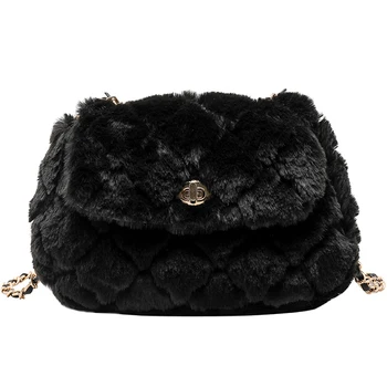 

Cute Warm Crossbody bag 2019 Winter Fashion New High quality Soft Plush Women's Designer Handbag Chain Shoulder Messenger Bag