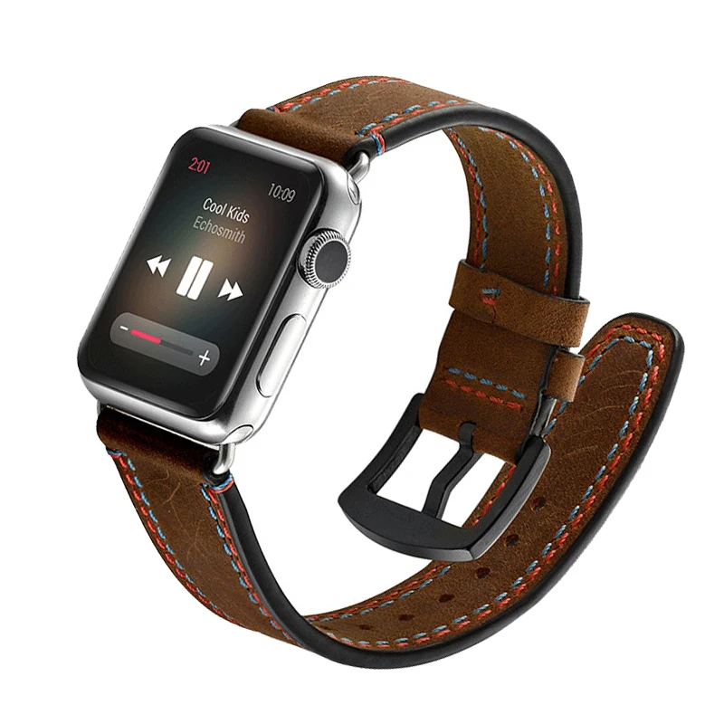 Ремешок для часов Apple Watch Series 4 5 ремешок для часов винтажный ремешок из натуральной кожи для часов Apple Watch Series 1 2 3 браслет на запястье