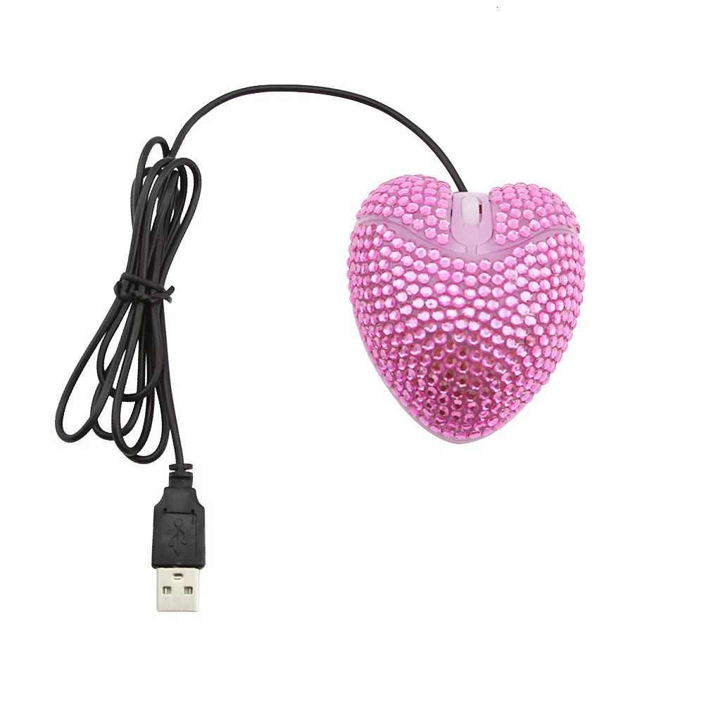 CHYI Love Heart Shaped Мини Компьютерная мышь Милая Проводная Usb оптическая ПК Mause 3d портативная девочка подарок Алмазная мышь для ноутбука Macbook