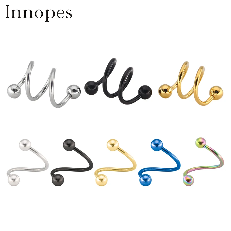 

Innopes body jewelry Ear Nail Bone Barbell Earring Piercing helix ear stud tragus Ear Piercing Black Silver Cartilage Men Women