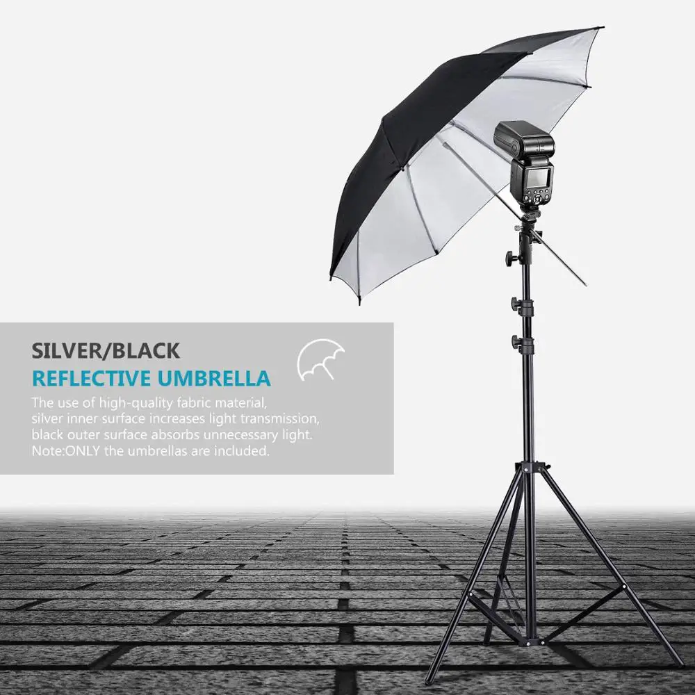 Neewer 2 шт. 3" /84 см профессиональная фотостудия светоотражающее освещение черный серебристый/белый полупрозрачный зонтик