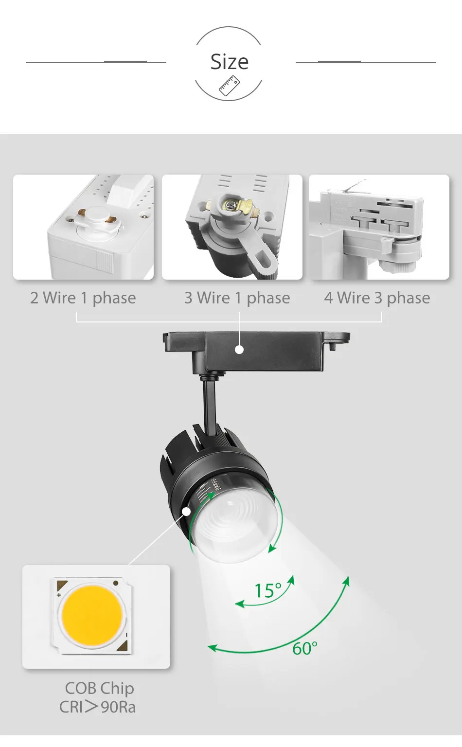 Современный 30 Вт Светодиодный светильник с зумом черный рельсовый магазин светильник ing приспособление для прожектора кухня потолочный выставочный зал точечный рельс Zoommable