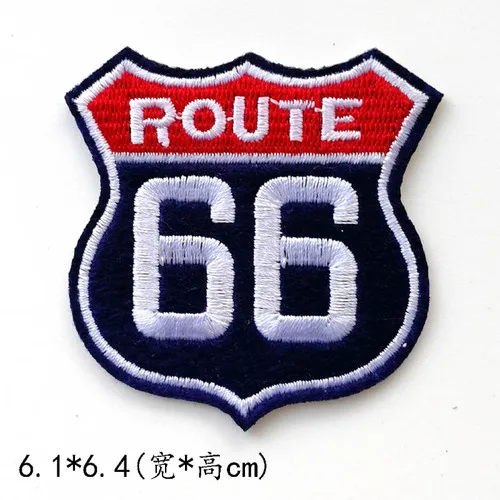 Клейкая салфетка ROUTE66 road вышитый значок брошь на платье украшения кусок аппликации на открытом воздухе A606 - Цвет: 9