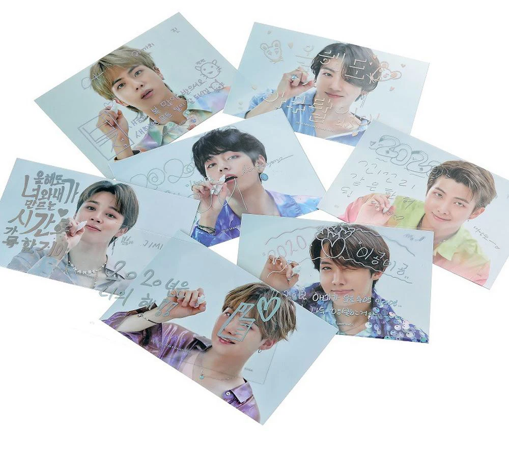 Поздравительные открытки сезона 2020 7 шт./лот Kpop JUNGKOOK JHOPE V JIN RM SUGA JIMIN фотооткрытки