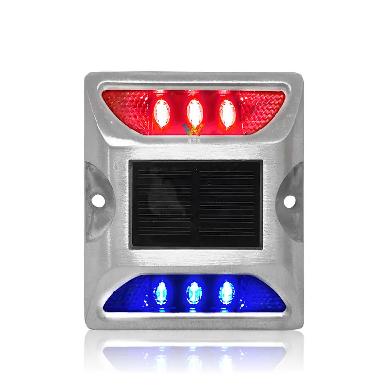 Aluminum Case One Side White One Side Yellow Solar Powered LED Traffic Road Stud