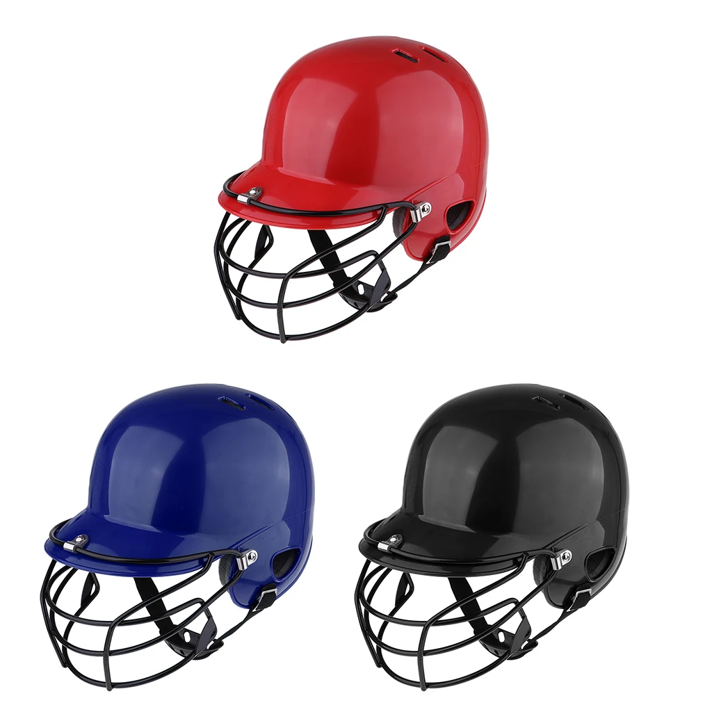 Baseball Batting Helmet Softball Compact Mask Dual Density Impact Head Face Guard with Ear Protector
