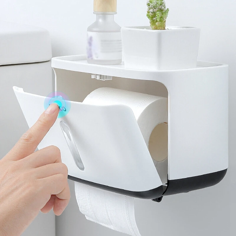 

Bathroom shelf Creative Double Hole No Trace Punch-free Waterproof Bathroom Kitchen Paper Towel Box