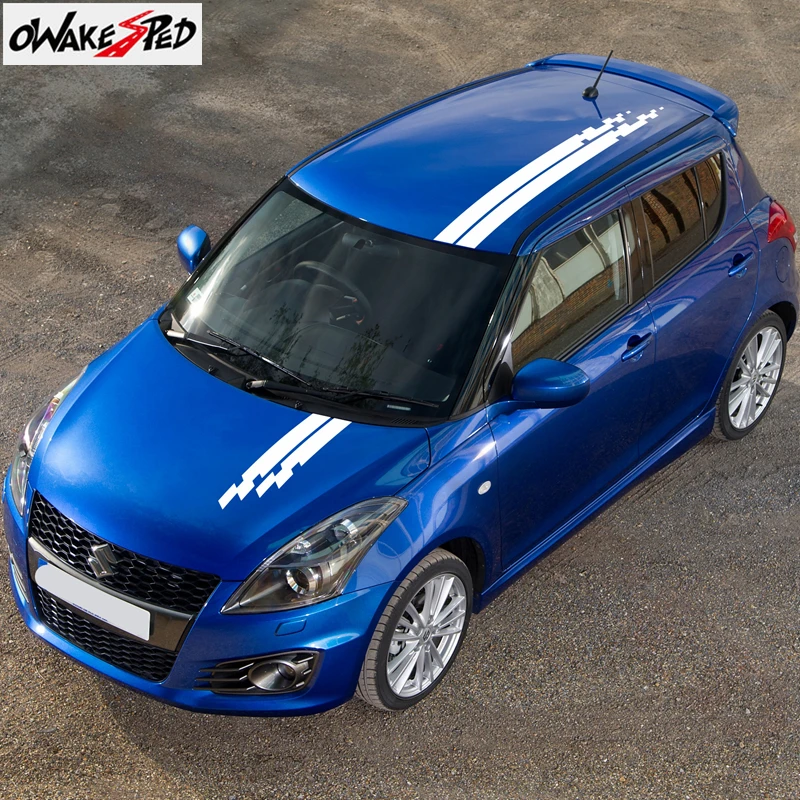 Для SUZUKI SWIFT Hood Stripe Decor Decal Auto Sport Cover Engine Roof Stickers Racing Styling Vinyl Stickers|Наклейки на