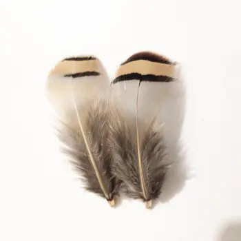 

12 Natural Guinea Fowl Pheasant Feather Tassel Pendant Handmade Gold Cap Pom Tassel Pendant DIY Curtain Earring Jewelry Pendant