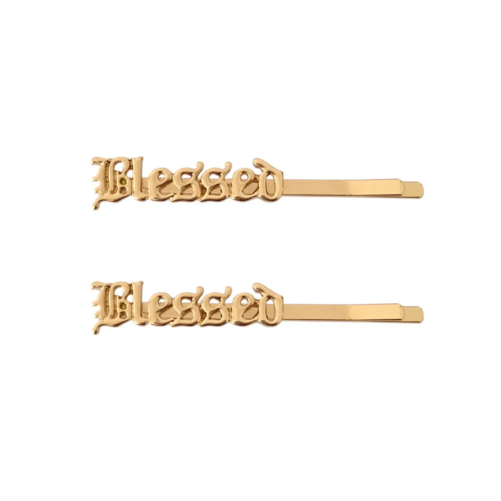 

2Pcs/Set New Fashion Hair Pin Letter Blessed Hair Pin Barrette Hairpin Hair Accessories Beauty Styling Tools
