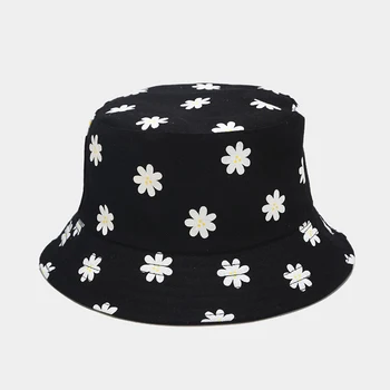 

New flower fisherman hat female Japanese art basin hat summer outdoor double-sided sun hat