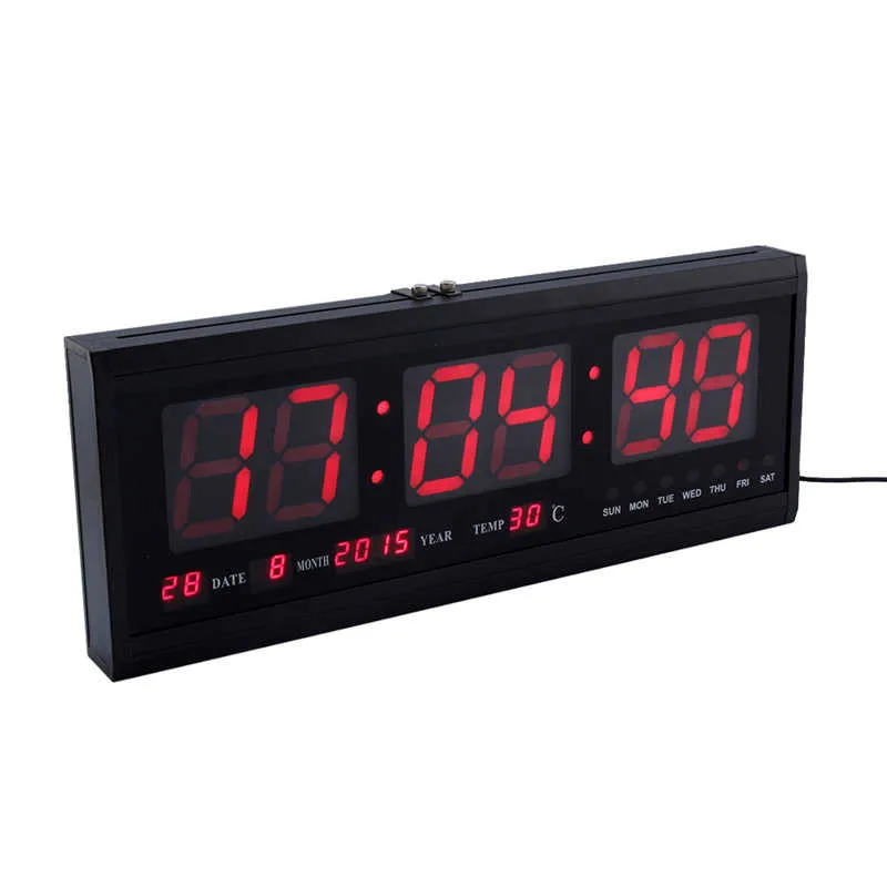 HT4819SM-3, цифровые настенные, алюминиевые большие цифровые светодиодный настенные часы, цифровые настенные часы большой светодиодный Календарь температуры