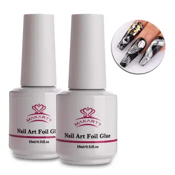 

160 Pieces Nail Art Foil Glue Gel for Foil Stickers Nail Transfer Tips Manicure Art DIY 15ML UV LED Lamp Required Soak Off
