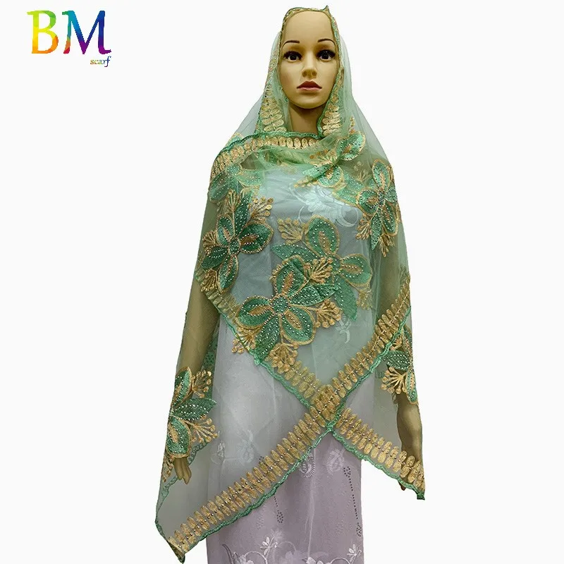 Новая африканская Женская шаль мусульманский женский шарф 200*50 см маленький шарф из тюли для шали BX09 - Цвет: BX08-3