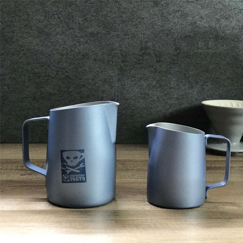 

420/600ml Tiffany Green Coffee Milk Jug Stainless Steel Frothing Pitcher Pull Flower Cup Espresso Frothers Mug For Barista