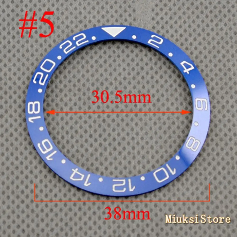 5 Parnis 38mm black blue white green Ceramic/Titanium Bezel insert for 40mm case Watch accessories bezel - Цвет: 5