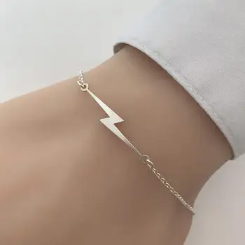 

Cxwind Stainless Steel Lightning Bolt Bracelets for Women Lightning Pulseira Feminina Lover's Engagement Chain Brcelet Jewelry