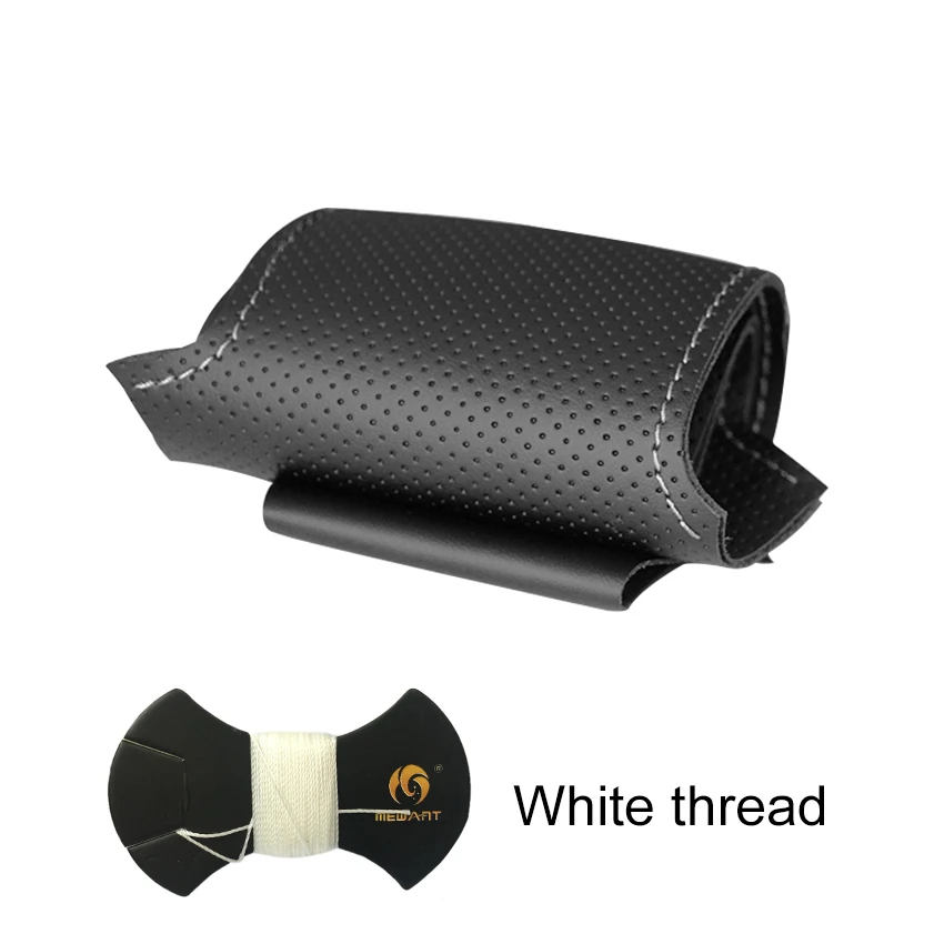 MEWANT черная искусственная кожа Чехол рулевого колеса автомобиля для BMW E60 E61(универсал) 530d E63 2003-2010 E64 2004 2005-2009 2010 - Название цвета: White Thread