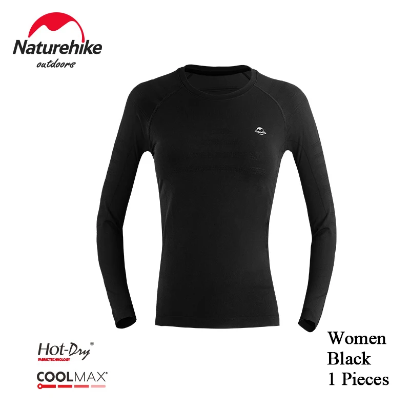 Naturehike теплое Coolmax нижнее белье трусики осень и зима быстросохнущее термобелье Спортивное нижнее белье унисекс впитывающие влагу для велосипедного спорта - Цвет: Women-Black-Jacket